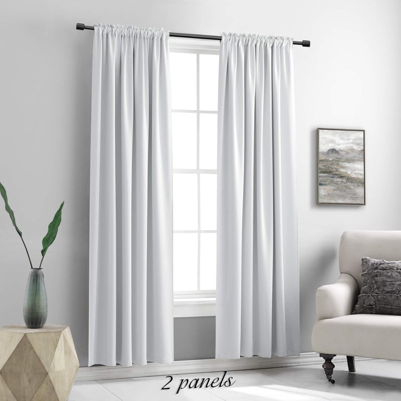 DONREN Greyish White Window Curtain Panels - 42 Width x 84 Length 2 Panels Thermal Insulated Rod Pocket Room Darkening Curtains for Bedroom - Image 2